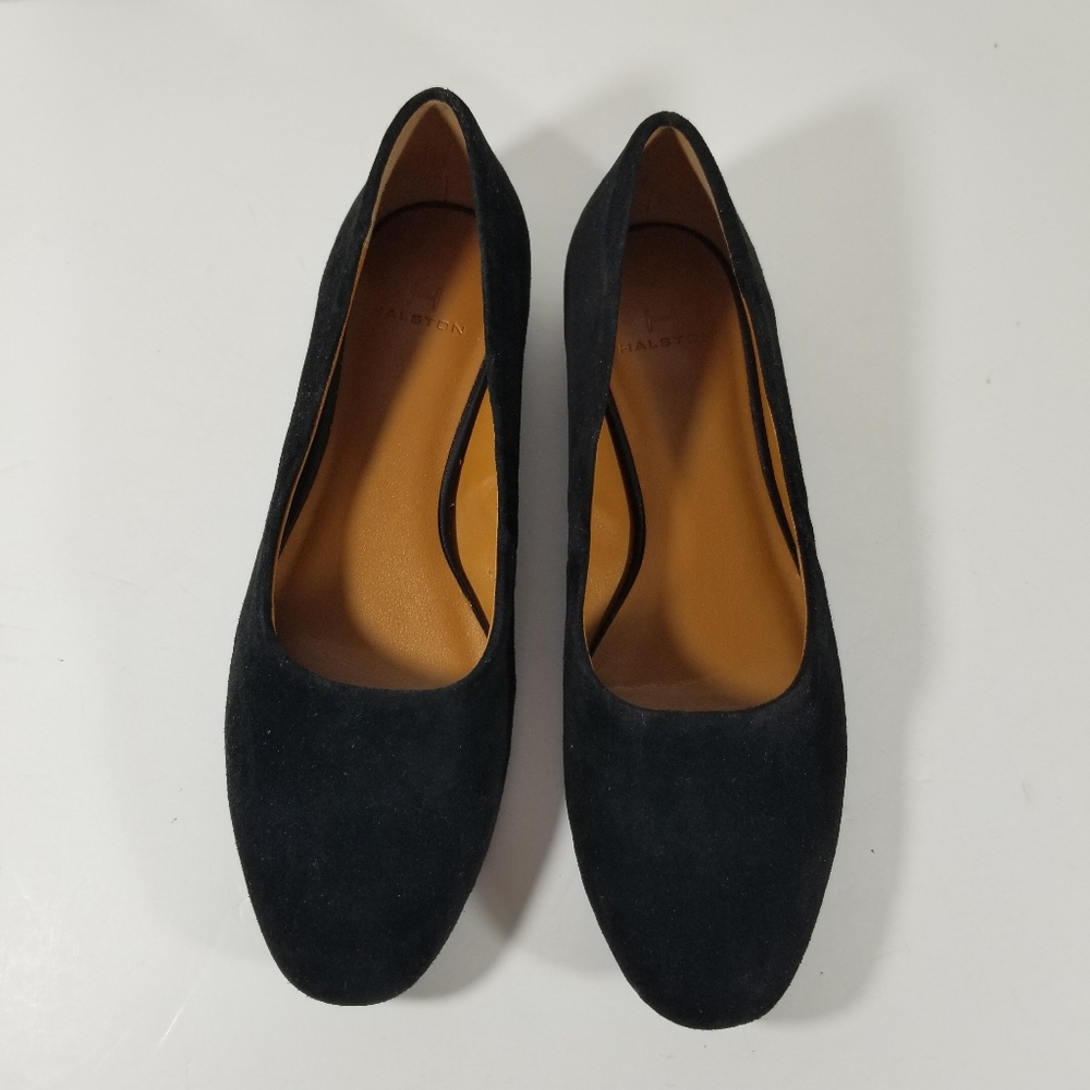 Halston Shoes Women's Size 5.5M Black Suede Leather Linda Flats